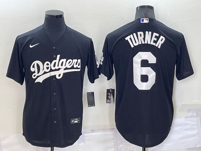 Men Los Angeles Dodgers 6 Turner Black Inversion Nike 2022 MLB Jersey